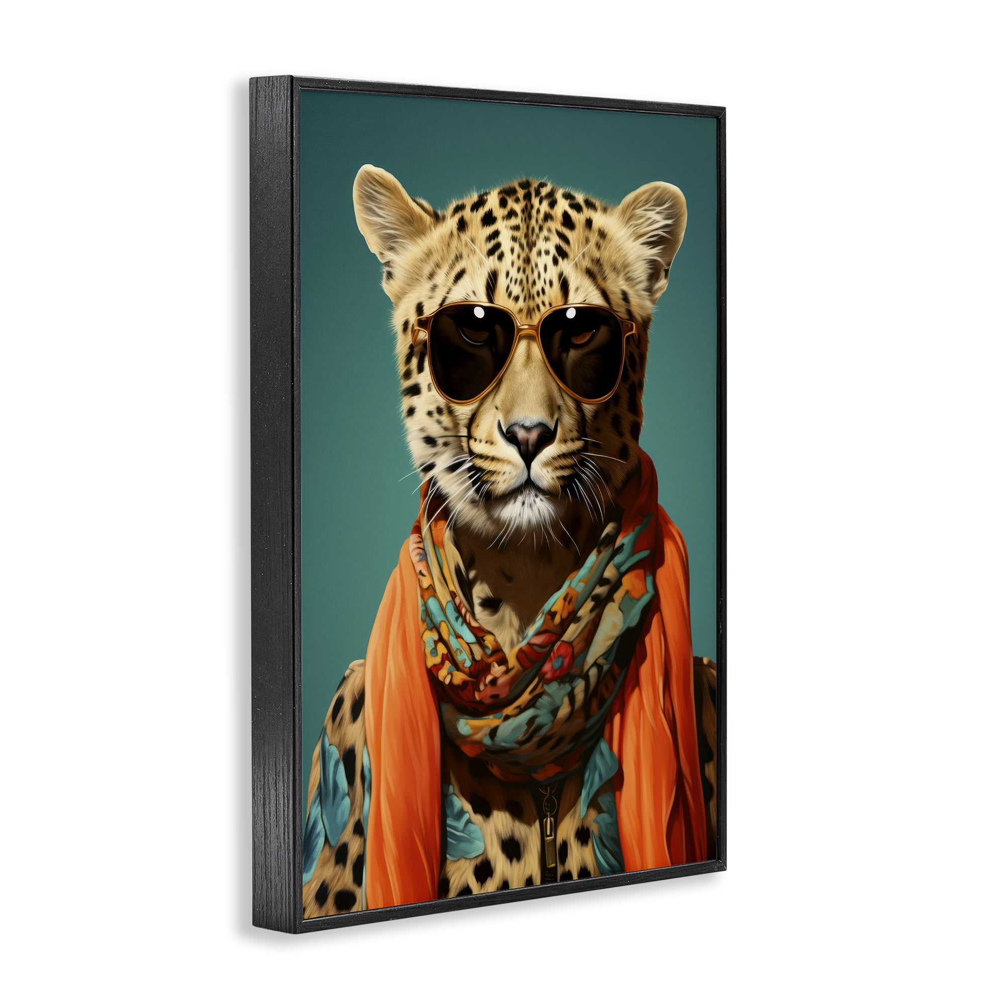Stupell Industries Safari Glamour Leopard Black Framed Giclee Art, design by Andrea Haase