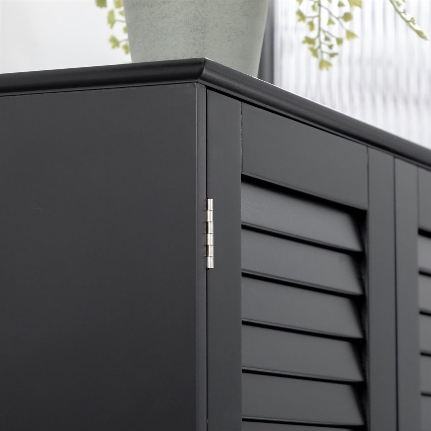 Demi Bonn 71" Tall Narrow Bathroom Storage Cabinet with Adjustable Shelves, Freestanding Linen Cabinet with 2 Cabinets & Countertop, Storage for Narrow Spaces, Black