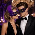 thumbnail image 4 of 2 Pack, Masquerade Mask Set for Couples, Purple Decorative Halloween Masks for Parties, Couples Stage Performance Dress Up Accessory, 4 of 5
