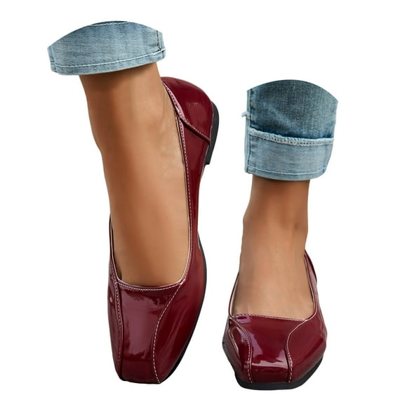 Dakaela Women's Ballet Flats Closed Square Toe Slip on Dress Shoes Ladies Comfortable Walking Loafers