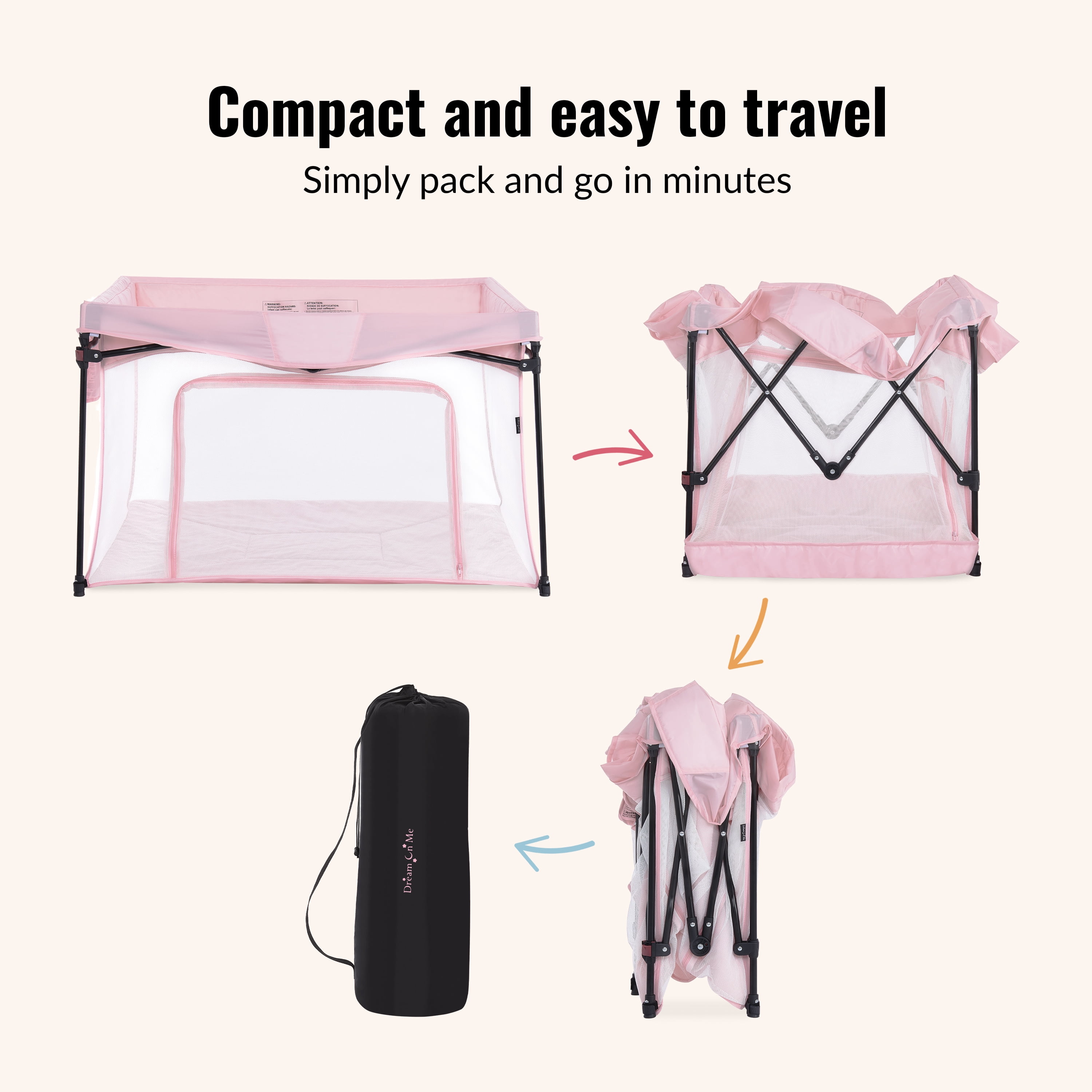 Dream on Me Ziggy Unisex Square Playpen, Pink