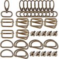 thumbnail image 1 of 40 Uds. De hebilla de Metal trideslizante + anillos en forma de D + ganchos giratorios + botones de costura magnéticos, accesorios Diy para cinturón, mochila, bolsas artesanales, 1 of 5