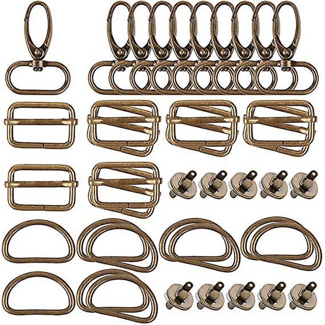40 Uds. De hebilla de Metal trideslizante + anillos en forma de D + ganchos giratorios + botones de costura magnéticos, accesorios Diy para cinturón, mochila, bolsas artesanales