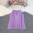 thumbnail image 4 of Craaazy Casual Tank Tops for Women Spaghetti Strap Solid Color Waffle Knit Blouses with Button Detail for Summer Daily Work, 4 of 9