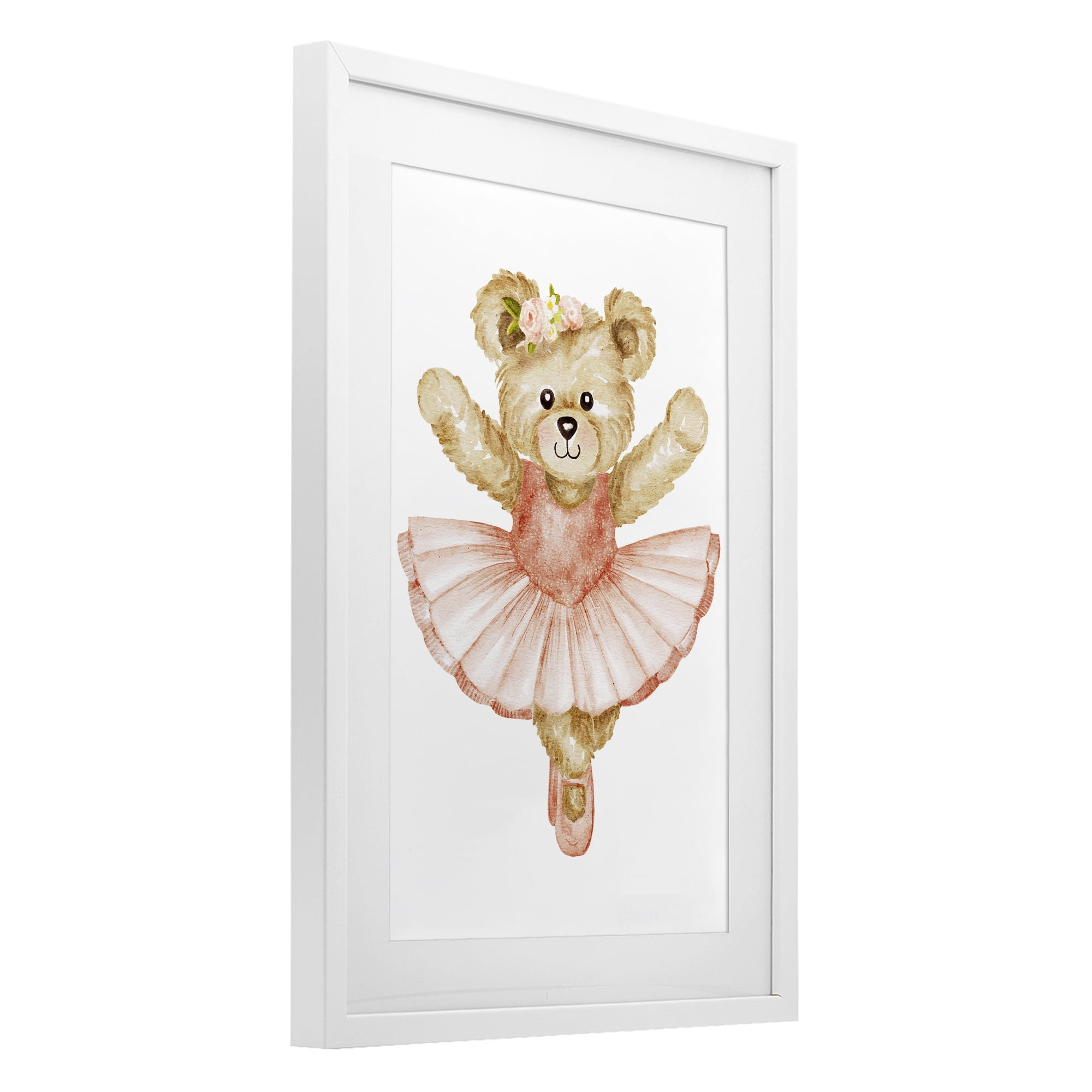 Teddy Bear Ballet Tutu White Framed Print Under Glass, design by Amy Hall
