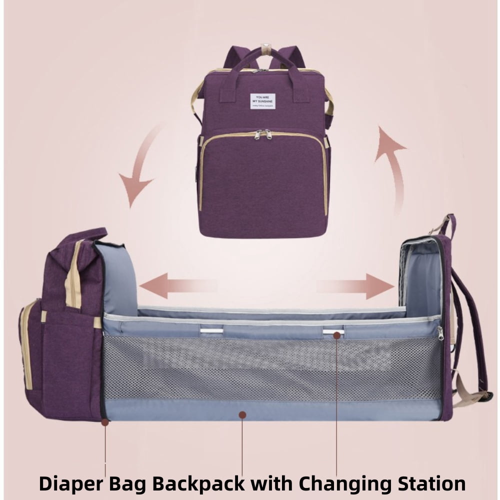 Threemushroom Diaper Bag Backpack with Changing Station for Boys Girl - External usb charging port Large Travel Waterproof Diapers Bag with Stroller Straps, Portable Diaper Changing Bag Blue