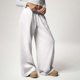 thumbnail image 4 of Women's drawstring waist straight leg wide-leg fleece-lined casual loose-fitting sports pants White XL, 4 of 4