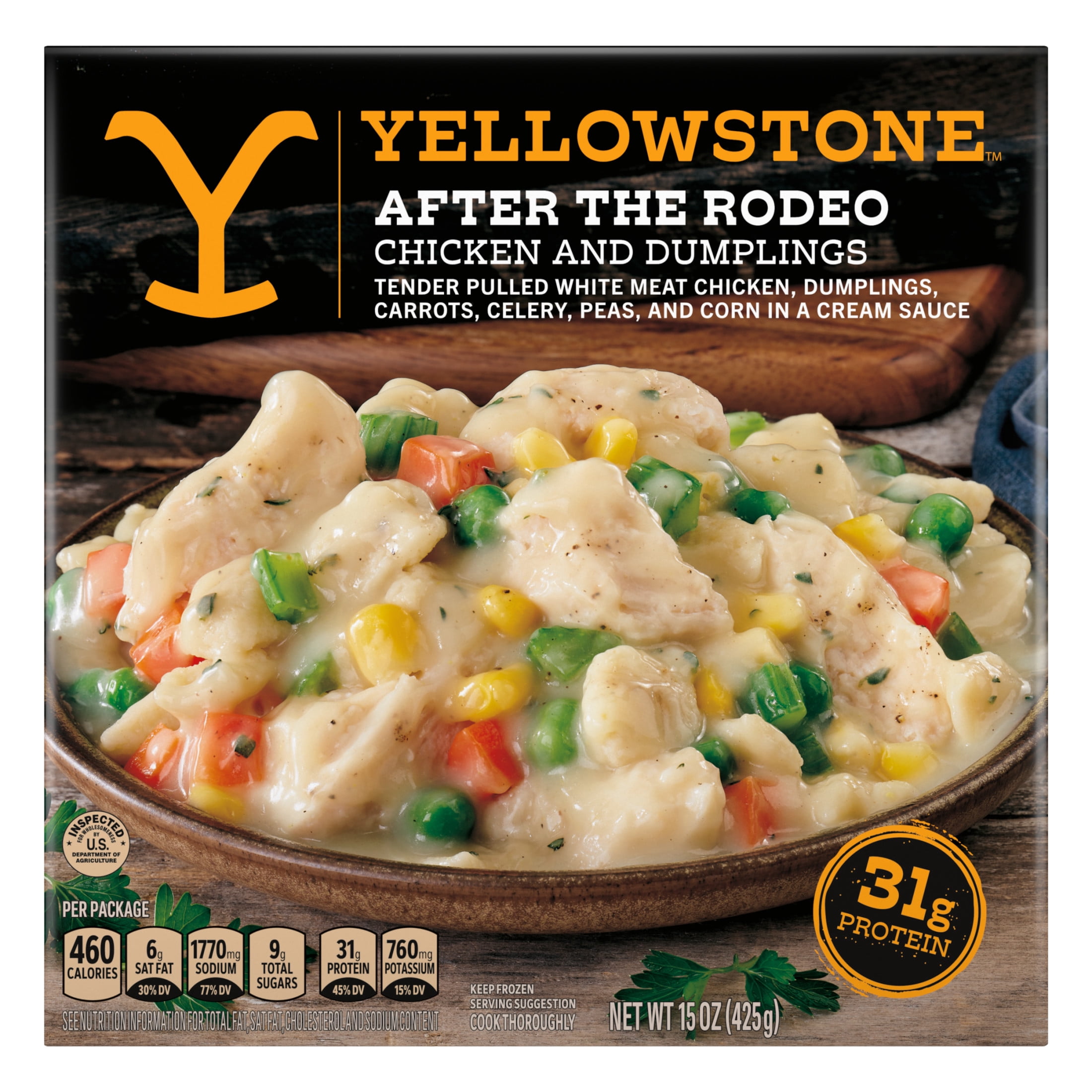 Yellowstone Chicken and Dumplings Frozen Meals for One, Microwave Meal Protein Dinner 15 oz