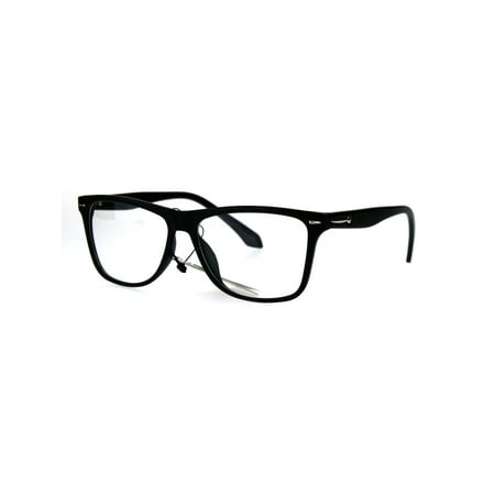 Mens Rectangular Plastic Horn Rim Clear Lens Eye Glasses Frame Matte Black