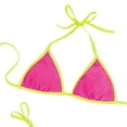 thumbnail image 3 of Stamzod Triangle Bikini Sets for Women Two Piece Drawstring Bathing Suits High Cut Cheeky Swimsuit Summer Beach Swimwear Hot Pink-1 L, 3 of 5