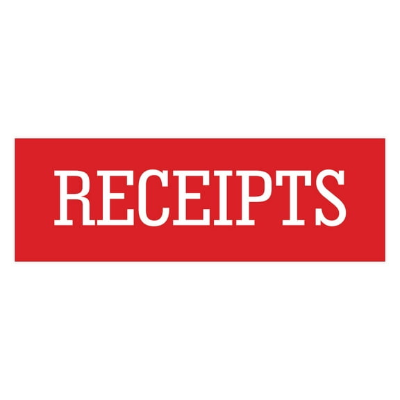 Signs ByLITA Basic Receipts Sign (Red) - Large