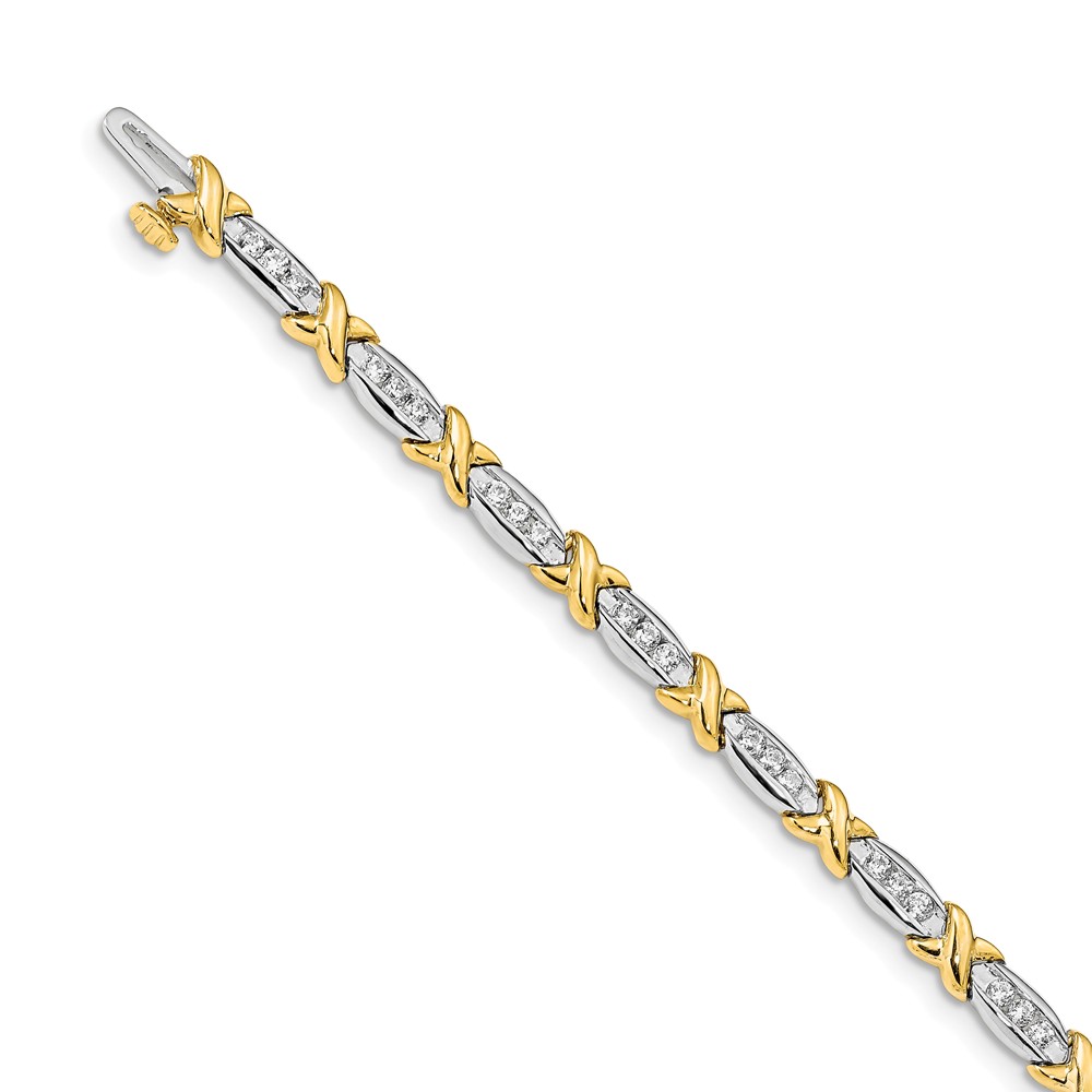 14K Two-Tone Gold bracelet Polished Lab Grown Diamond SI1 SI2, G H I, Tennis