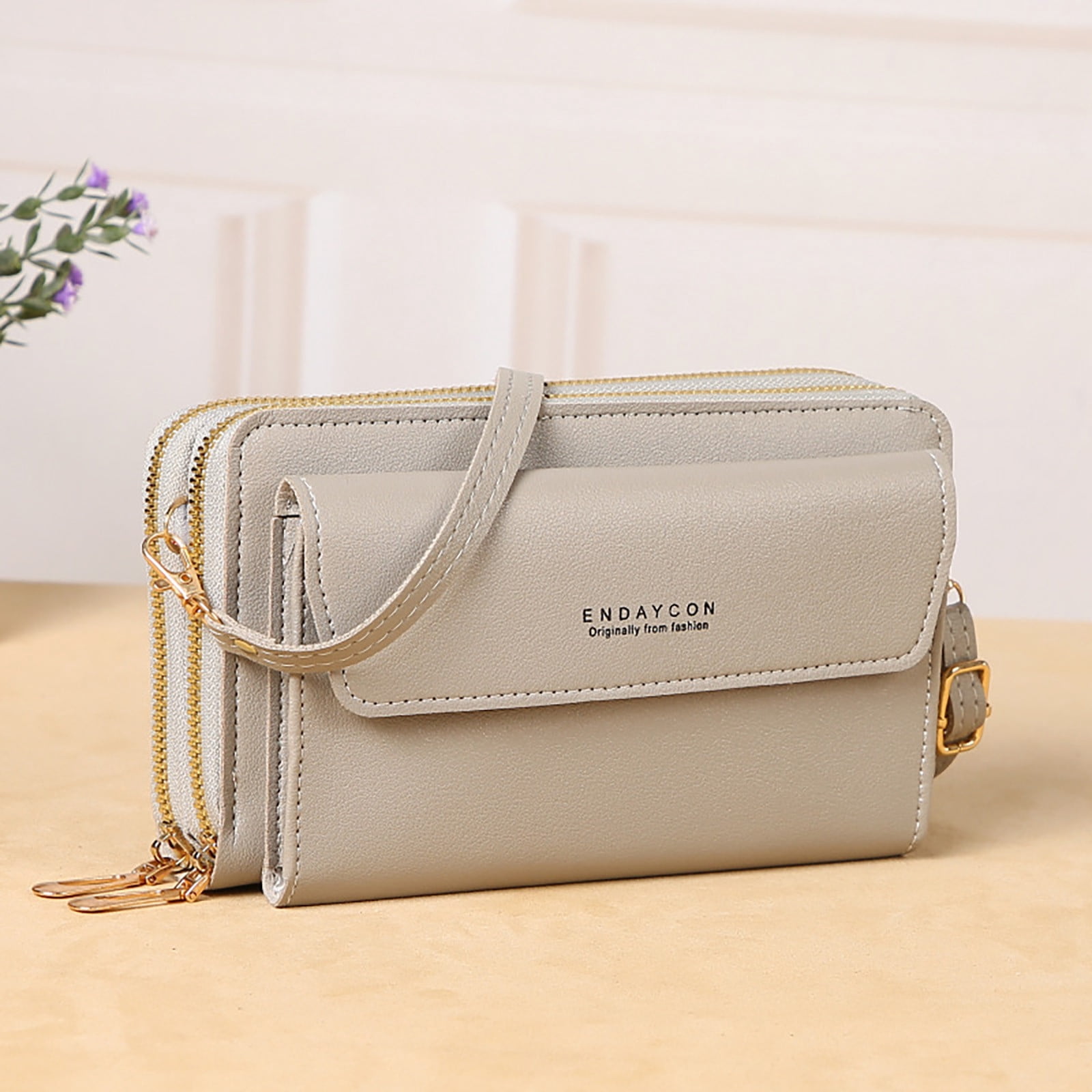Mepaouo Small Crossbody Bag for Women Trendy Cell Phone Phone Wallet Purse with Double Zippers(Grey)