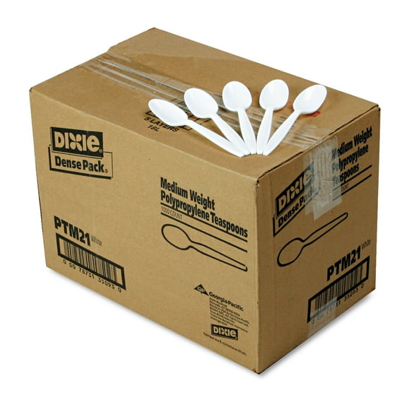 Plastic Cutlery, Mediumweight Teaspoons, White, 1,000/carton | Bundle of 5 Cartons