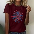 thumbnail image 2 of Odeerbi 4th of July Patriotic Shirt for Women Loose Fit Shirts Summer 2025 Casual Independence Day Printed Round Neck Short Sleeve Top Burgundy, 2 of 4