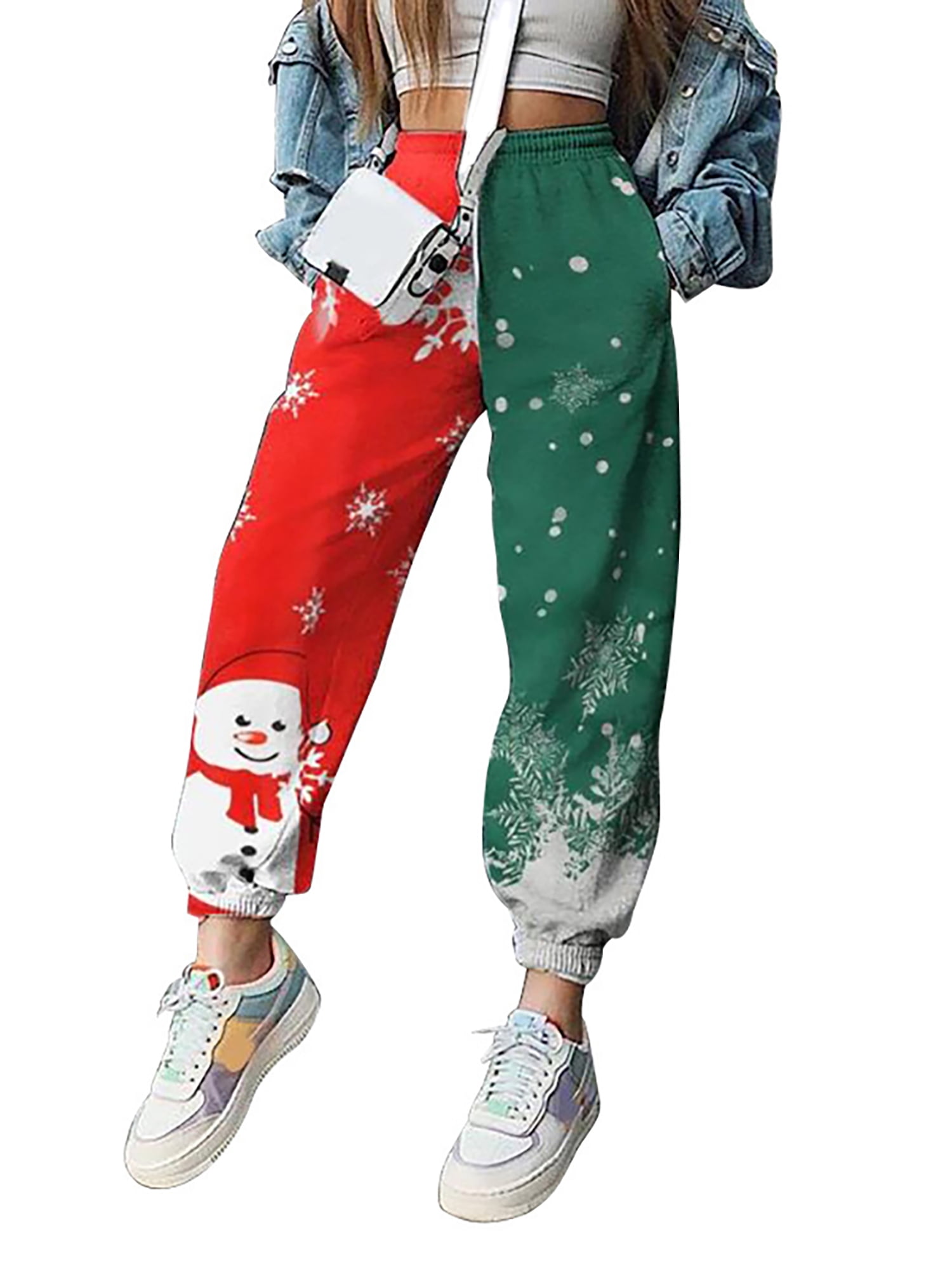 Gvmfive Women Christmas Baggy Patchwork 