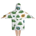 thumbnail image 2 of White Green Dinosaurs Speech Bubbles Pattern Blanket Hoodies for Kids 6-13YR Oversize Wearable Blanket Hoodies for Boys Girls Teens, 2 of 7