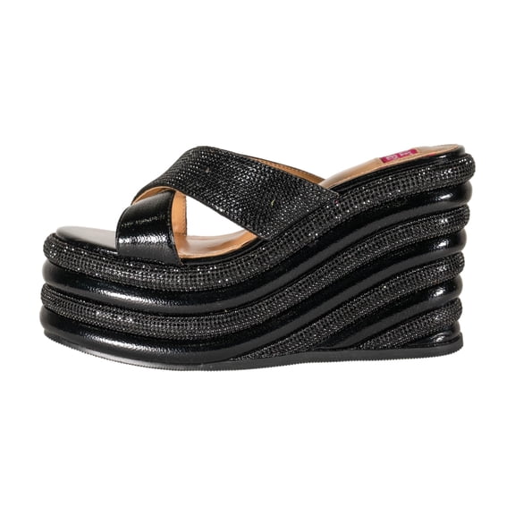 Ninety Union Ashley Kahen Carnival Multi Metallic Wedge Slide, Black, 10