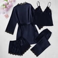 thumbnail image 6 of Women's 4 Piece Soft Satin Pajama Set Sleepwear Navy Blue XL, 6 of 6