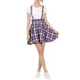 thumbnail image 6 of Allegra K Women's Tartan Plaid Button Decor Skater Mini Suspender Skirts, 6 of 7