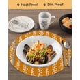 thumbnail image 3 of 13 Inch Round Placemats Set of 6, Orange Spring Leaves Non Slip Heat Insulation PP Table Mats, Pastoral Botanical Striped Flowers Washable Place Mats for Kitchen Dining Party Table Decor, 3 of 7
