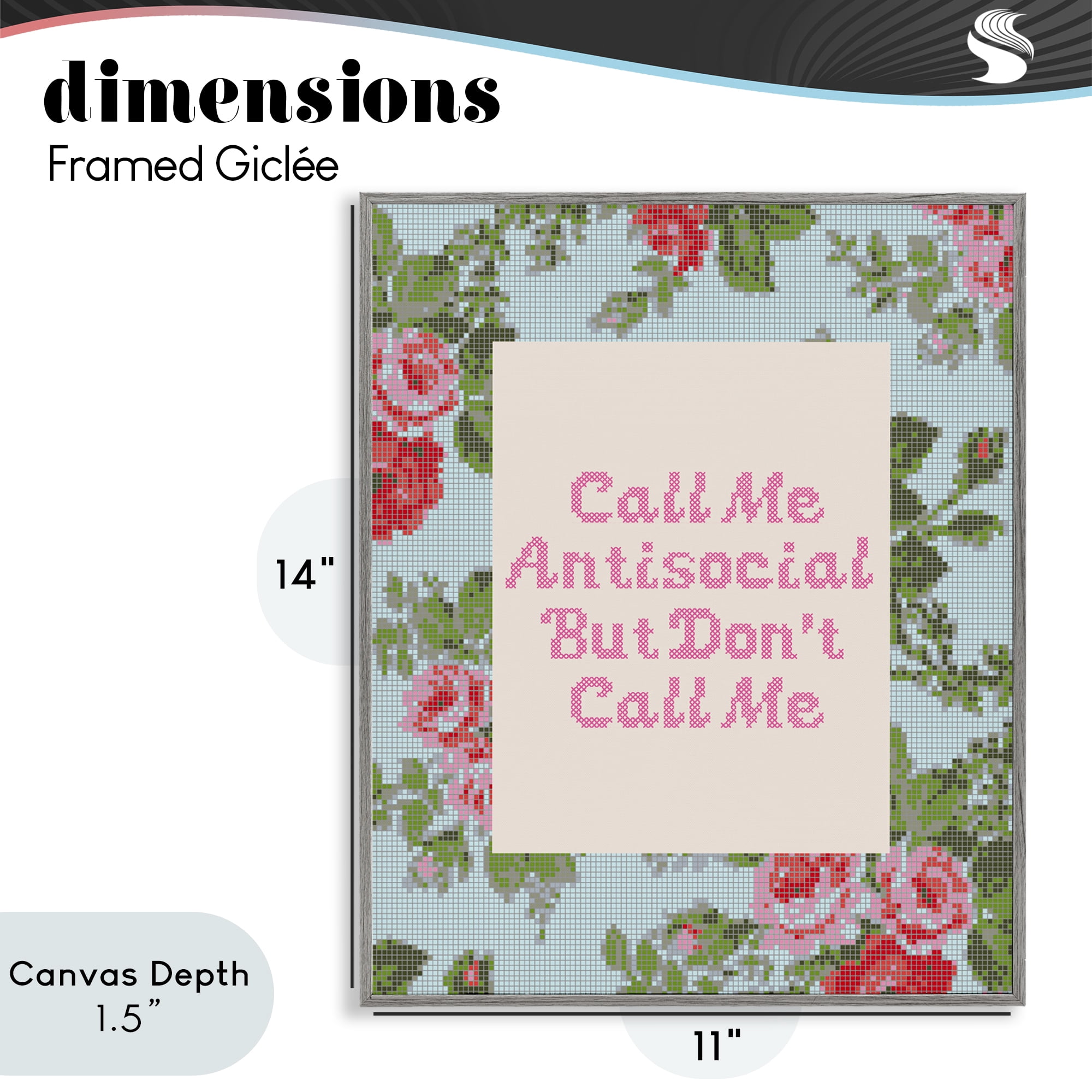 Stupell Industries Don't Call Me Vintage Florals Gray Framed Giclee Art, design by Lil' Rue