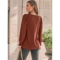 thumbnail image 5 of Womens Long Sleeve Tops Dressy Casual Shirts Pleated Crewneck Basic Blouses Fall Trendy Outfits, 5 of 6