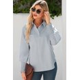 thumbnail image 6 of ZhiHiMeRi Women's Gray Pinstripe Blouse – Smocked Cuff Office Shirt 2XL, 6 of 12
