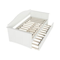 AFI Nantucket Twin Wood Daybed with Twin Size Trundle in White