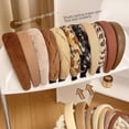 thumbnail image 4 of Diadema marrón de otoño e invierno para mujer, paquete de cabello con calavera alta, banda para el cabello a presión superior que combina con el tocado de horquilla para viajes al aire libre, 4 of 5