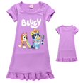 thumbnail image 2 of 5-12 Ans Enfants Filles Bingo Bluey Dessin Animé Vêtements de Nuit Pyjamas Chemise de Nuit Manches Courtes Pyjamas Robes de Pyjama, 2 of 3