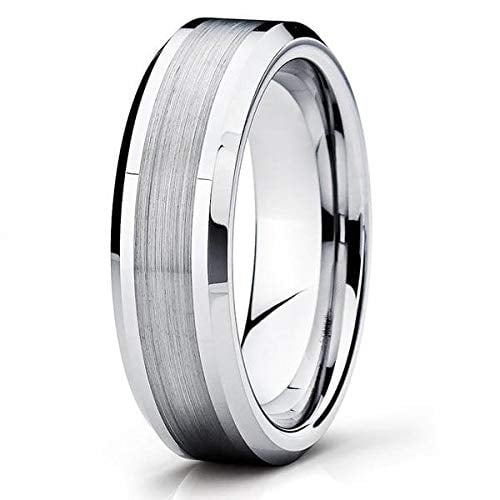 6mm - Silver Tungsten Wedding Band - Tungsten Wedding Band - Tungsten (8.5)