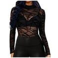 thumbnail image 1 of 2025 Hauts en Maille pour Femmes Grande Taille Col Roulé Manches Longues Femmes Manches Longues Col Roulé Simulé T-Shirts pour Femmes Col Ajusté Aguichant Haut Transparent Tee Aller Hauts Manches Longues Hauts pour Femmes, 1 of 7