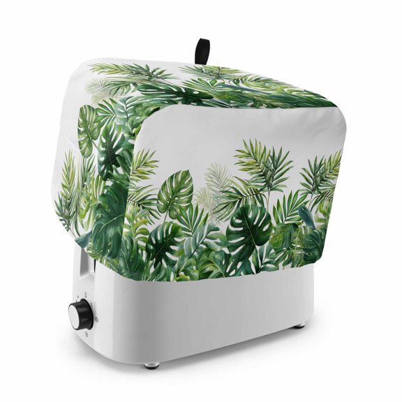 Summer Tropical Toaster Cover 2 Slice, Pastoral Palm Trees Botanical Leaves Dustproof Bakeware Oven Protector with Top Hook, Waterproof Small Kitchen Appliance Toasters Dust Cover, 12"x7.5"x8"