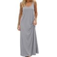 thumbnail image 4 of Women's Sleeveless Maxi Slip Dress, Modal Nightgown Dress for Women, Relaxed Fit Long Sleep Dress, Loungewear and Beach Cover Up-Gray, 4 of 10