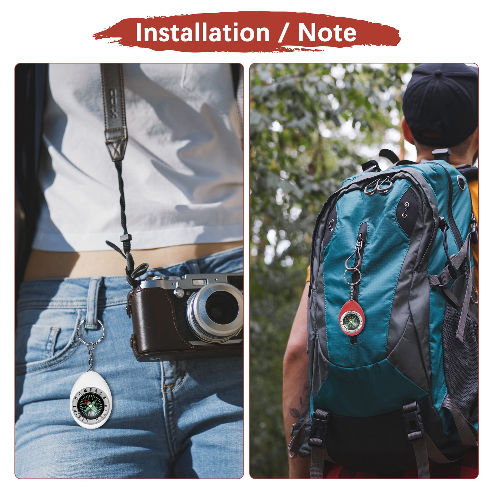 Keychain Compass [18PCS] - Survival Pocket Mini Compass Bulk with Key Ring for Hiking & Camping - [Blue]