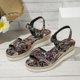 thumbnail image 5 of Bmisegm Ladies Summer Retro Printed Ethnic Style Large Size Slope Heel Buckle Sandals Sandals Women Summer Black 6.5, 5 of 9