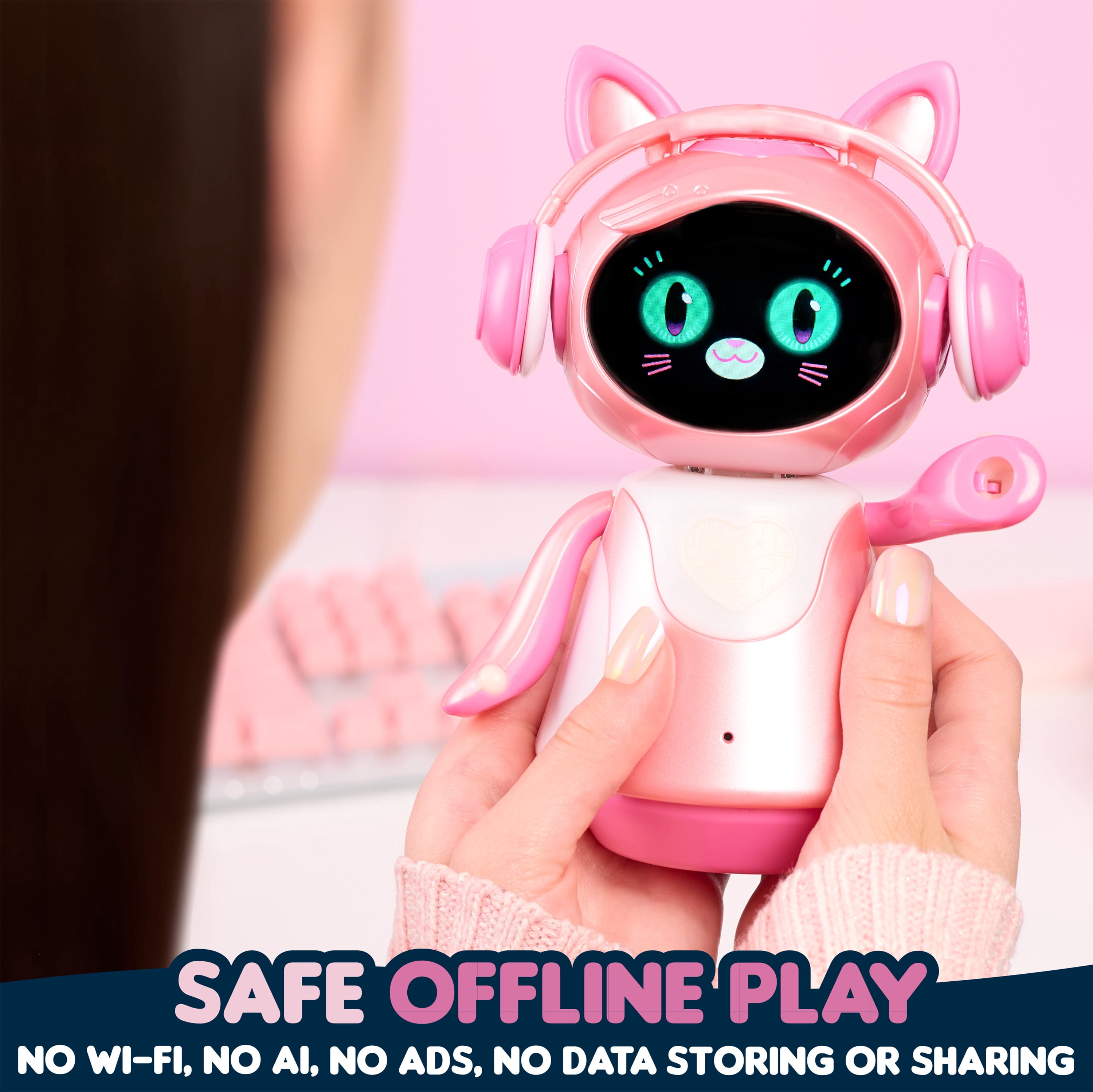 emotoBOT COR-A Interactive Robot Kids’ Toy, Pink, Touch-and Sound-Responsive Robot with Movement, LED Face, 100+ Ways to Play, No Wi-Fi, No AI, Rechargeable, Ages 6 up