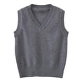 thumbnail image 2 of FASHOFT Boys Sweater Vest School Uniform Sleeveless Sweaters Solid Kids Knit Vest V neck Sleeveless Pullover Sweaters Tops 6-7 Years, 2 of 6