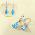 thumbnail image 6 of PYNZY Dangle Drop Earrings Sterling Silver Solitaire Leverback Teardrop Earrings for Women Birthstone Created Aquamarine Jewelry Gifts for Moms, 6 of 8
