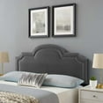 thumbnail image 2 of Headboard, Nailhead, Full Queen Size, Charcoal Grey Gray, Velvet, Modern Contemporary, Mid Century Bedroom Master Guest Suite Room, 2 of 9
