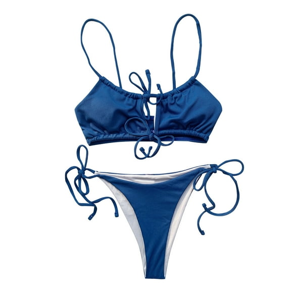 Bikini Top for Women Bathing Suit Criss Cross Self Tie Spaghetti Straps V Neck