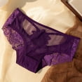 thumbnail image 2 of 5 Packs Womens Underwear Cut Out Lace Low Rise Lift Traceless Pure Briefs Panties for Women One Size Purple, 2 of 3