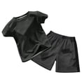 thumbnail image 2 of Karoyedx Toddler Boys Athletic Clothes Toddler Kids Sports Shorts Outfits Sets Boys Tracksuit 2PCS Basketball Performance Tops And Mesh Shorts Set Trendy Black Size,11-12 Years, 2 of 5
