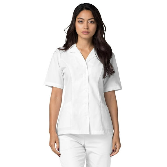Adar Universal Scrubs For Women - Lapel Collar Buttoned Scrub Top