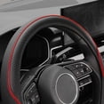 thumbnail image 6 of Soft Microfiber Leather Anti-Slip Car Steering Wheel Cover, Universal 15 Inch, Fit Vehicles, Sedans, SUVS, Vans, Trucks - Black with Red Line, 6 of 12