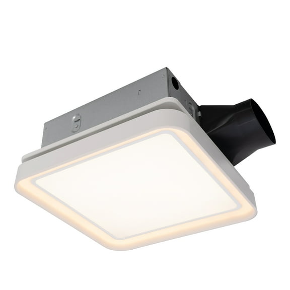 Akicon Bathroom Exhaust Fan with Light, 50-80-100 CFM DC Motor, 1.2 Sones Bathroom Vent Fan, 3CCT LED Light 2700K/4000K/5500K with 7W Night Light Quiet Energy Saving Bathroom Ceiling Fan, White.