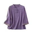 thumbnail image 2 of CaComMARK PI Women 2024 Dressy Casual Cotton Embroidery Blouse Crew Neck Tunic Elbow Sleeve Shirts Plus Size Tops sales today deals prime, 2 of 6
