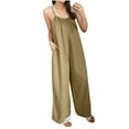 thumbnail image 4 of jsaierl Womens Rompers and Jumpers, Women's Casual Sleeveless Loose Straps Solid High Waist Wide Leg Jumpsuit Rompers With Pocket, 4 of 9