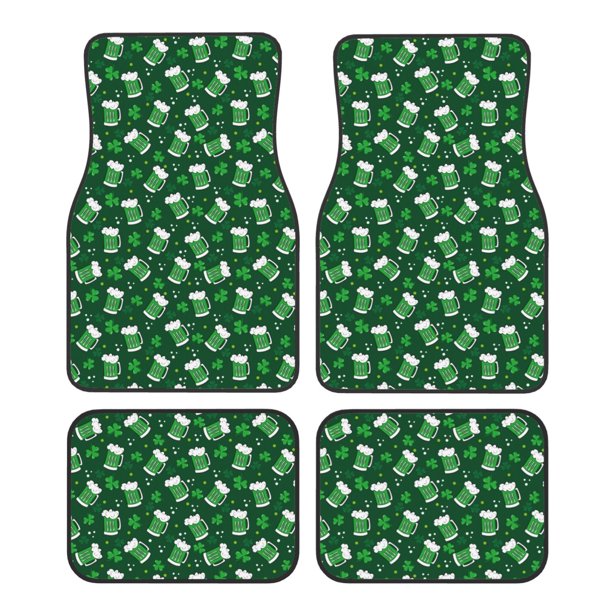 Fotbe Happy St. Patrick's Day Juego de 4 Tapetes para Auto con Estampado – Alfombrillas de Goma Reforzada, Diseño Antideslizante, Protección para Todo el Año – Vehículos, Autos, Camionetas y SUVs